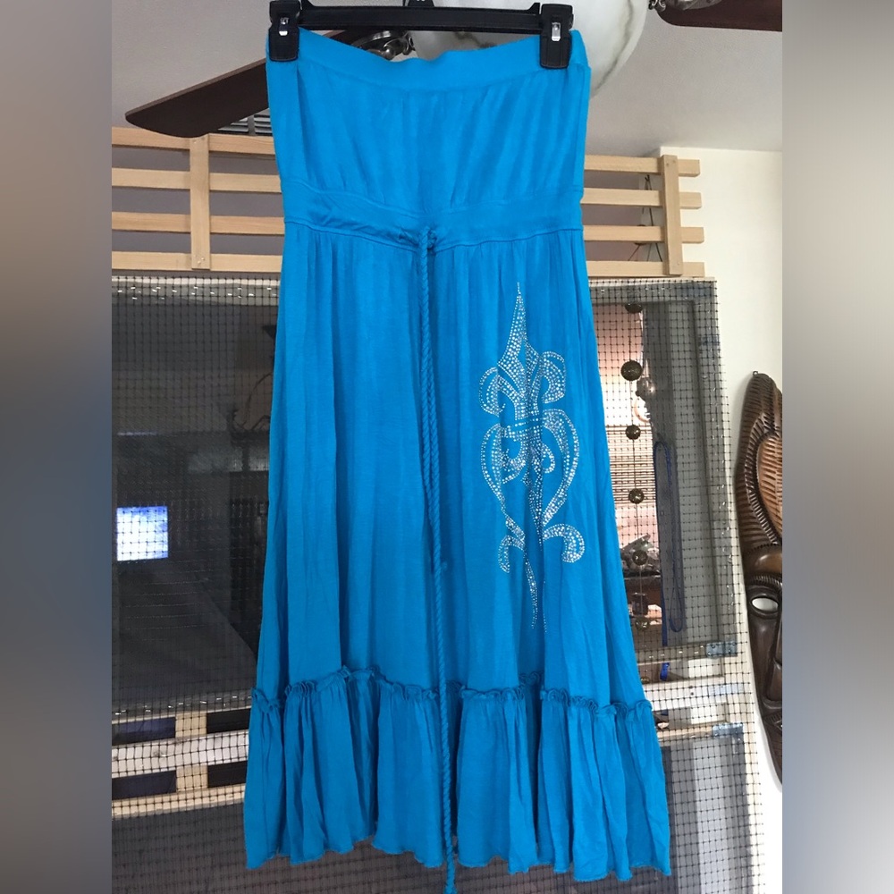 Cristinalove ❤️size M Bright Turquoise Maxi Skirt with Embellished Detail